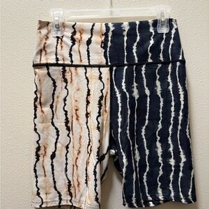 Sage Tie-Dye Bike Shorts - Black and Cream